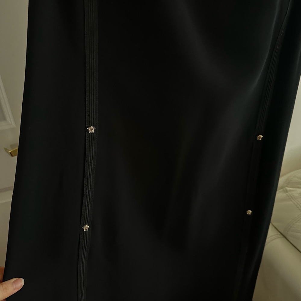 Versace Black Midi Dress Medusa Stud Seam Detail IT 46 / US 10 - Picture 3 of 5